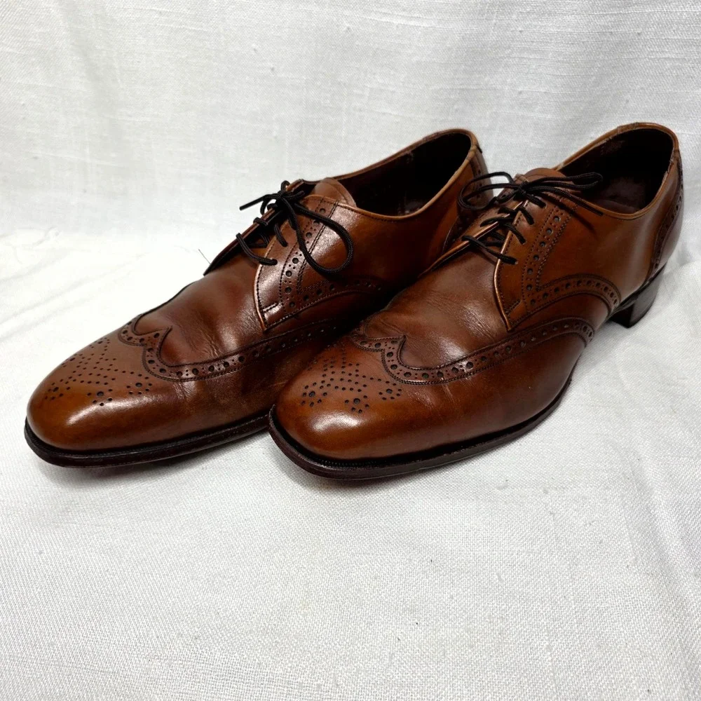 Bostonian Wingtip Oxford Mens 12 Brown‎ Leather Brogue Dress Shoes Lace Classic